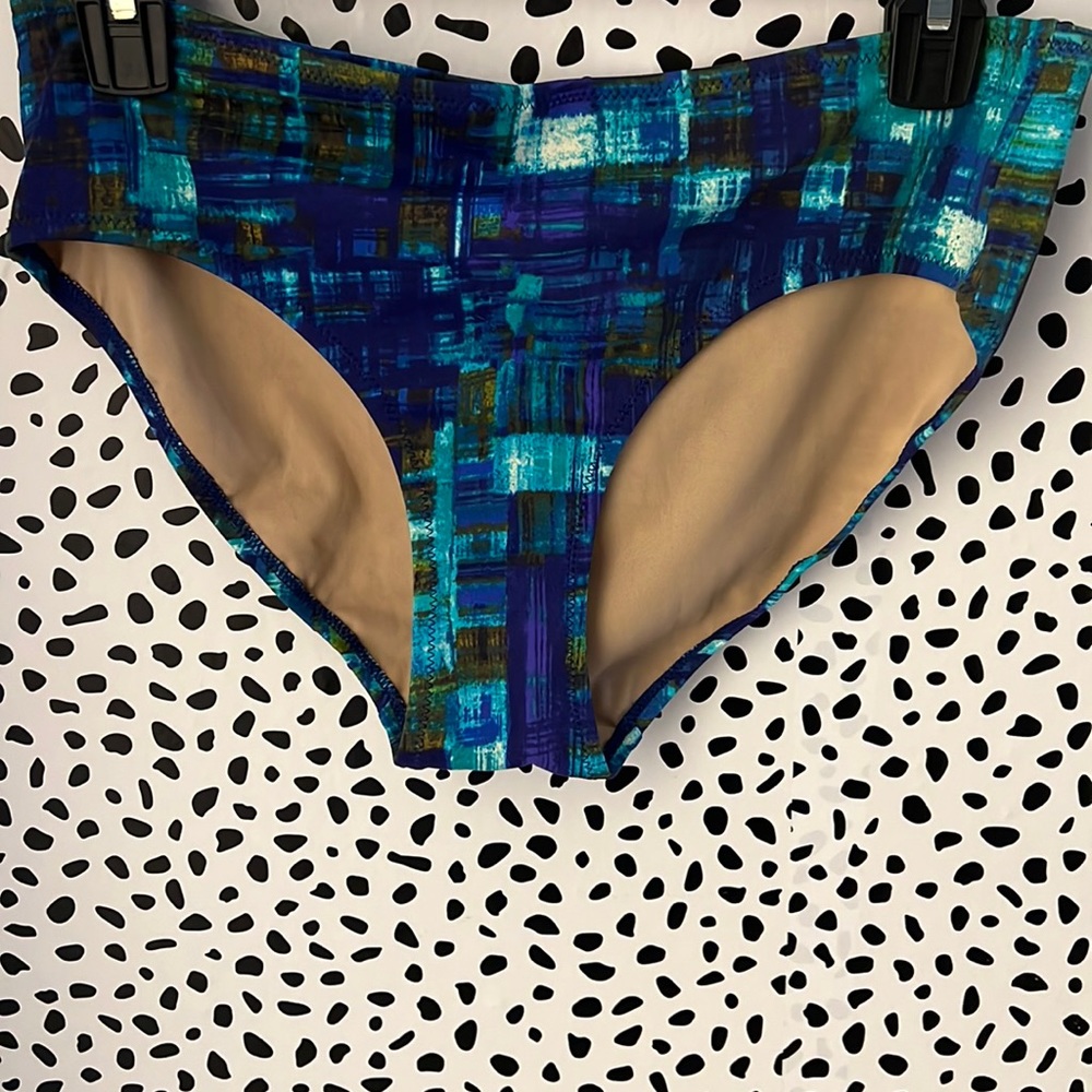 JOE FRESH Bikini Bottom Blue & Green Abstract Print - SIZE M